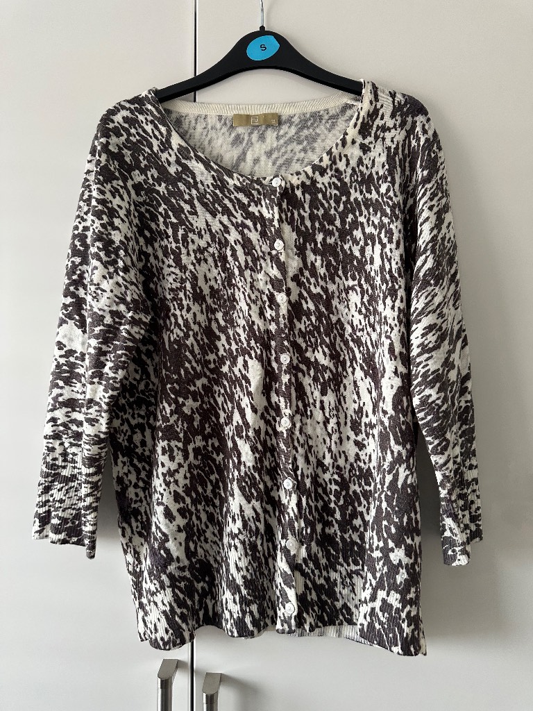 TU cowprint Brown and cream cardigan size 12