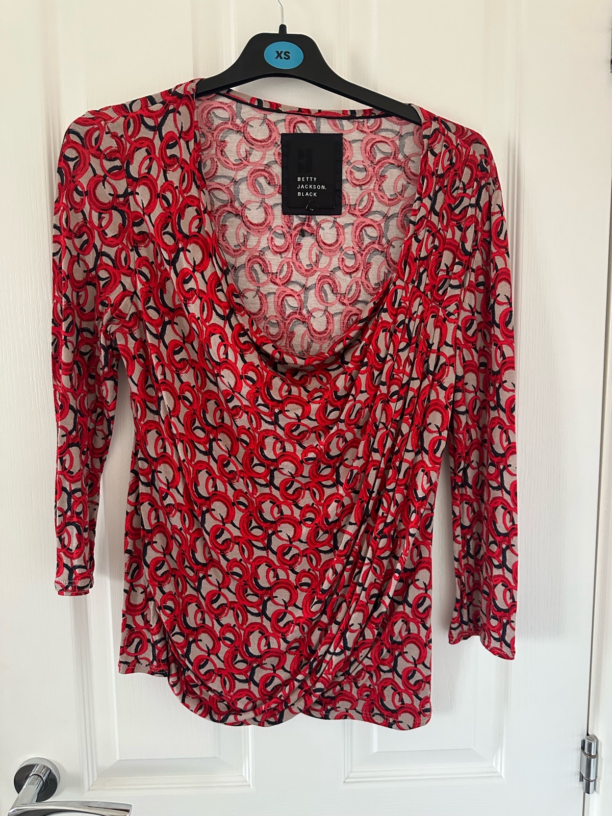 Betty Jackson Black red and black 3/4 sleeve top size 14