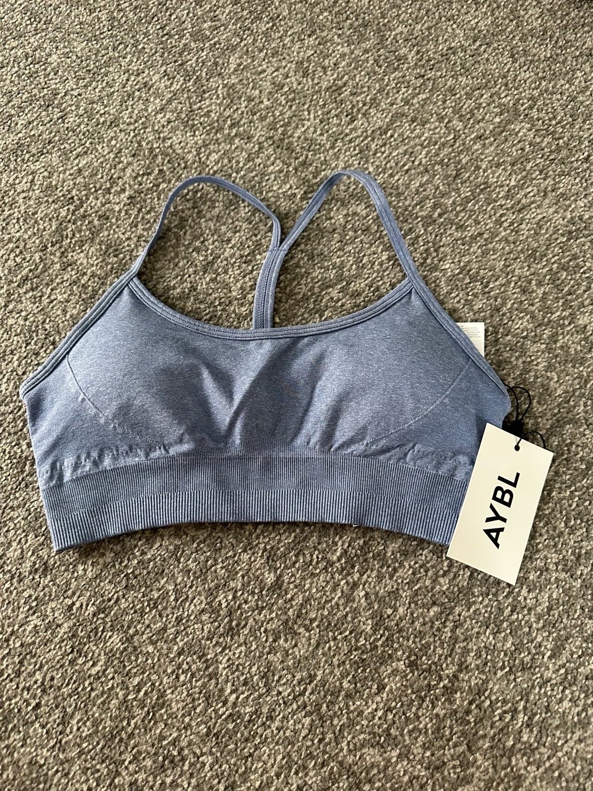 AYBL brand new empower seamless sports bra blue marl size s