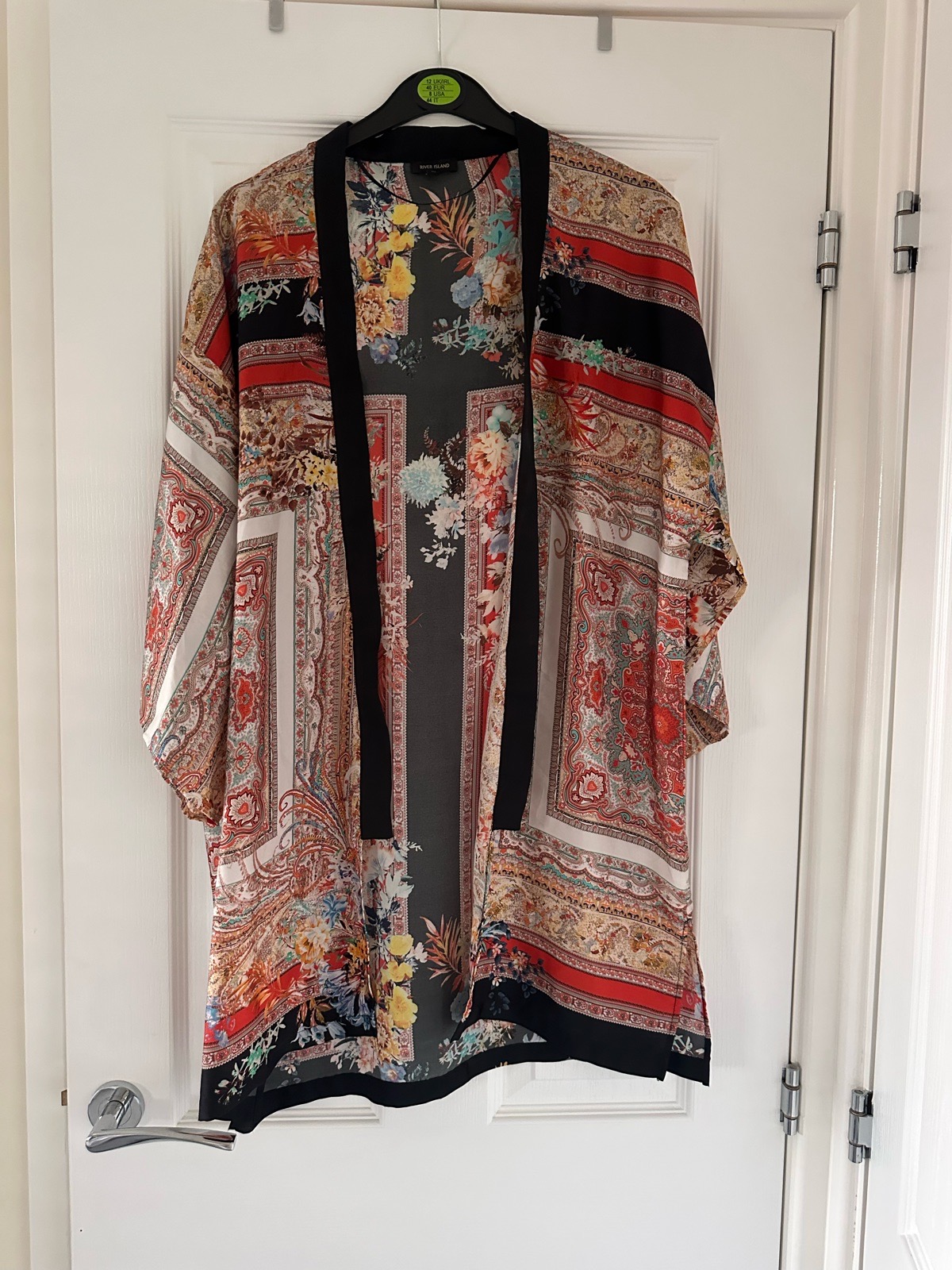 River Island Paisley Floral Print Kimono Sheer Cardigan Cover Up Size 10