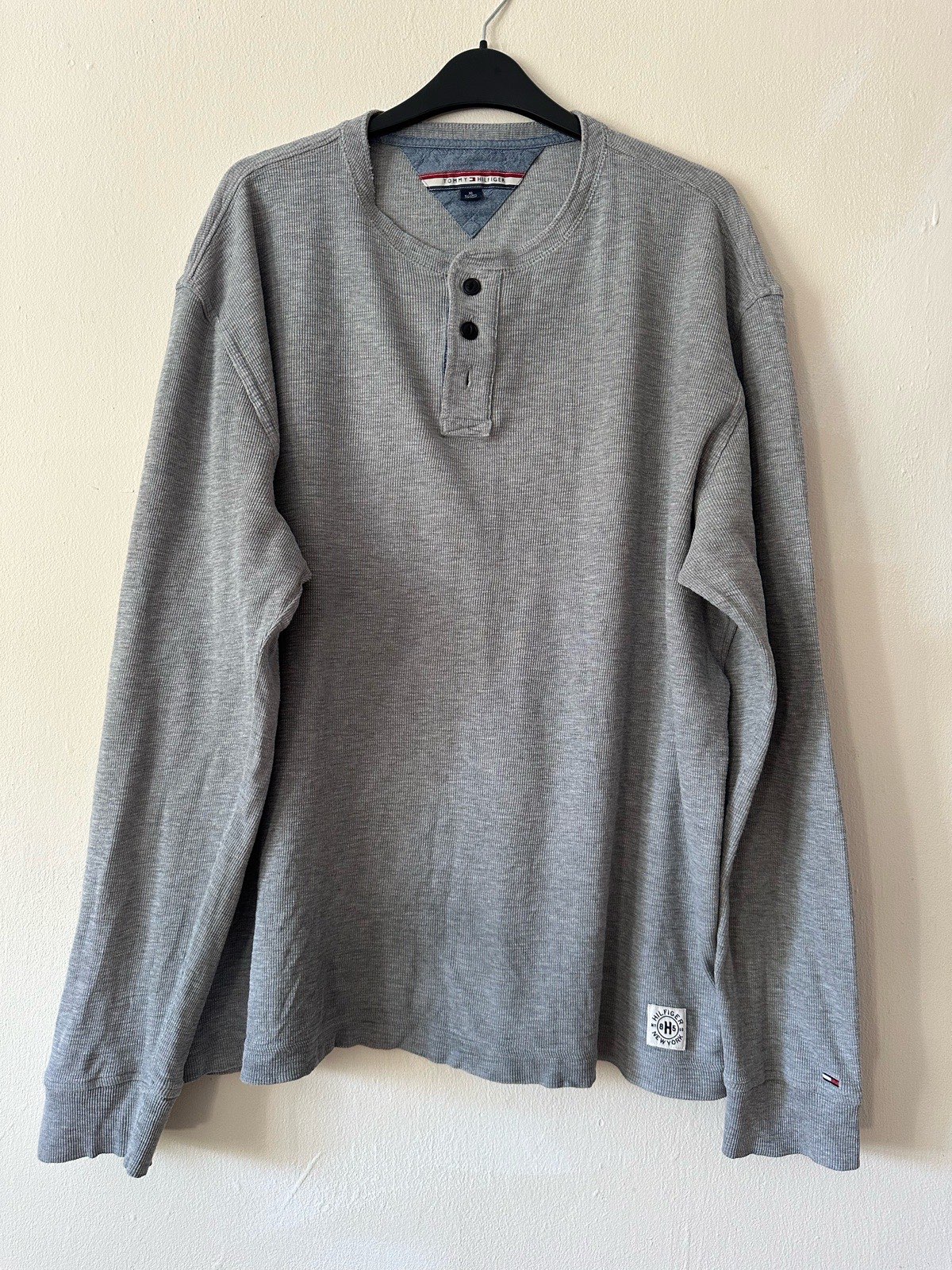 Tommy Hilfiger Grey Thermal Henley Long Sleeve Top Men’s Size XL