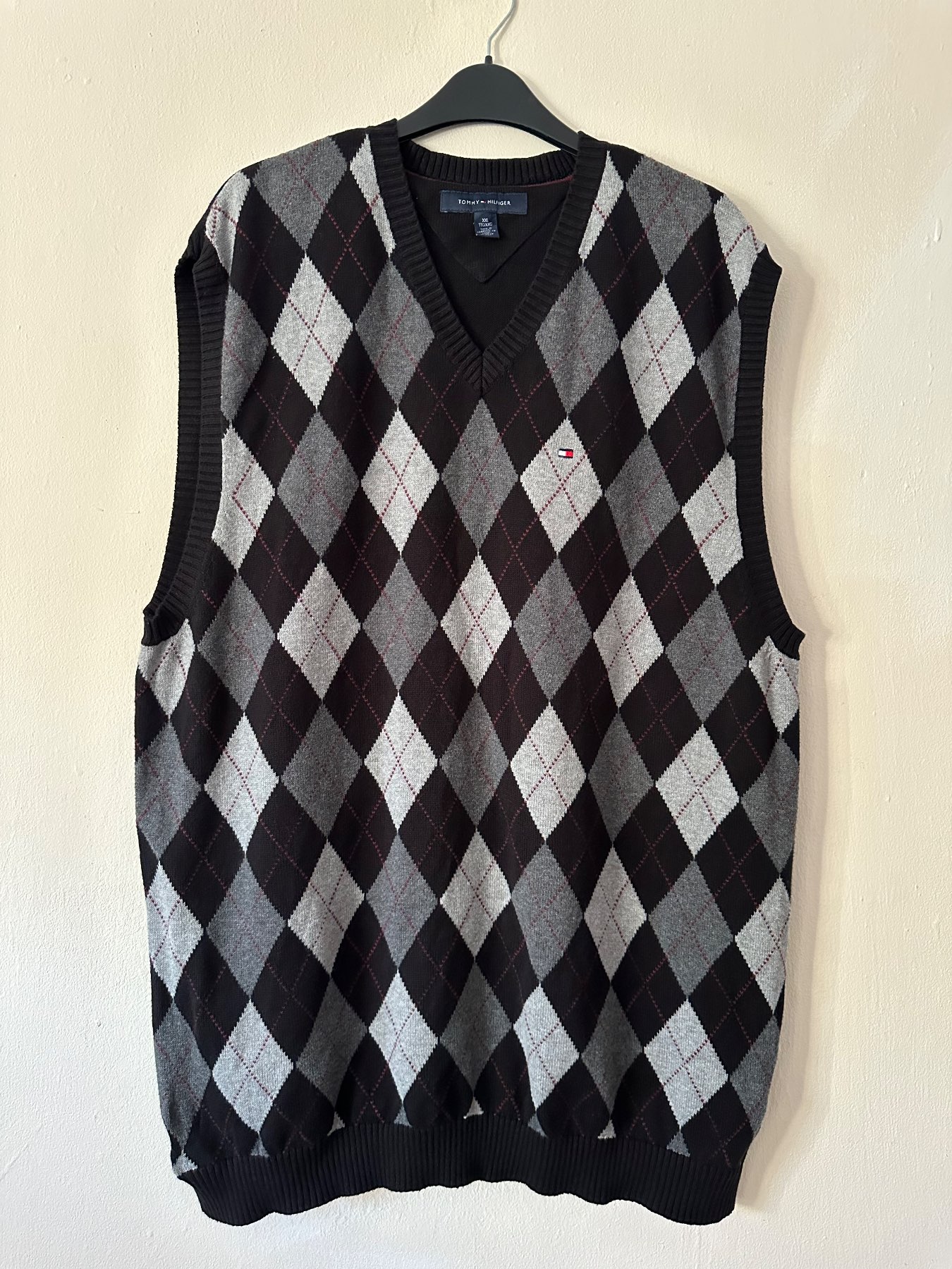 Title  Tommy Hilfiger Argyle Knit Vest | Vintage Style V-Neck Sleeveless Jumper