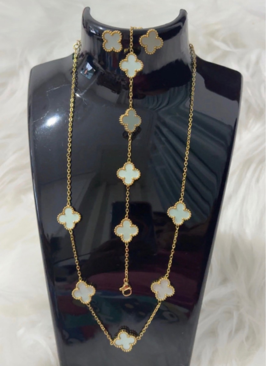 Gold Plated Non Tarnish set of 3 Jewellery - Mint Colour