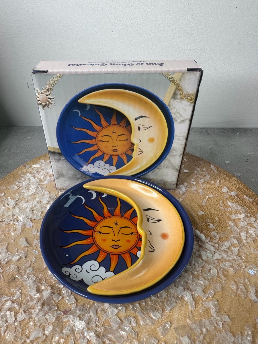 SUN AND MOON CELESTIAL STACKING TRINKET DISH JEWELLERY WHIMSICAL CHRISTMAS GIFT