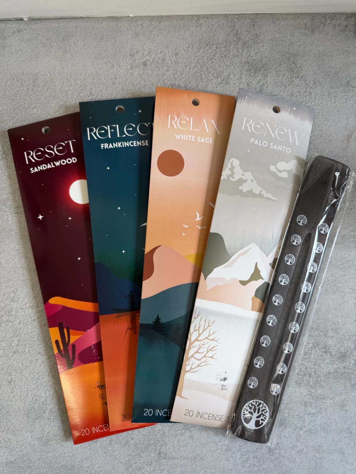 SET OF MEDITATION INCENSE STICKS & HOLDER CHRISTMAS YULE GIFT SPIRITUAL ALTAR RITUALS