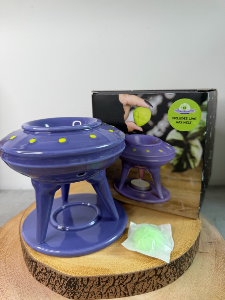 UFO WAX BURNER WITH LIME ALIEN WAX MELT SPACE FLYING SAUCER CHRISTMAS GIFT FRAGRANCE SMELL
