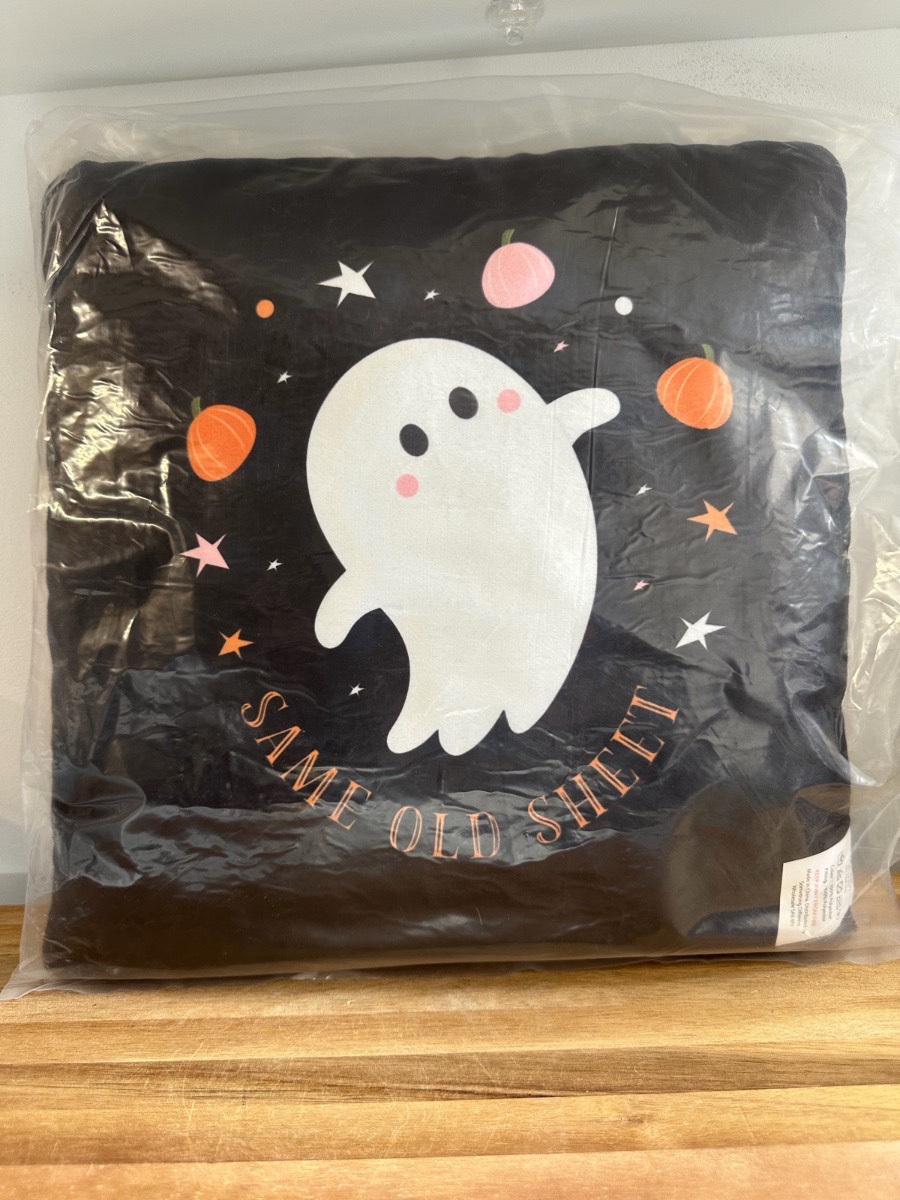 SQUARE SAME OLD SHEET GHOST CUSHION HUMOROUS HALLOWEEN