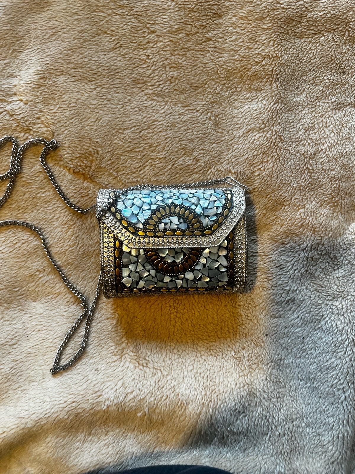 Handmade Mother of Pearl Mosaic Crossbody Bag