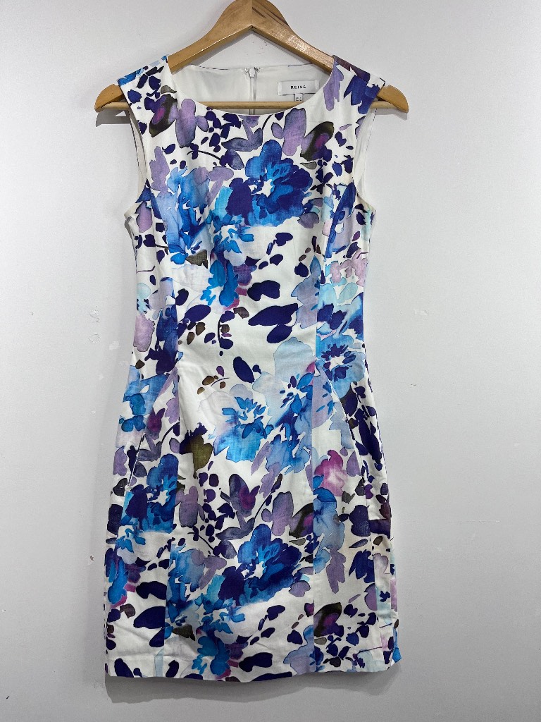 Reiss Juna Dress Womens UK 8 Blue Purple Floral Occasion Party