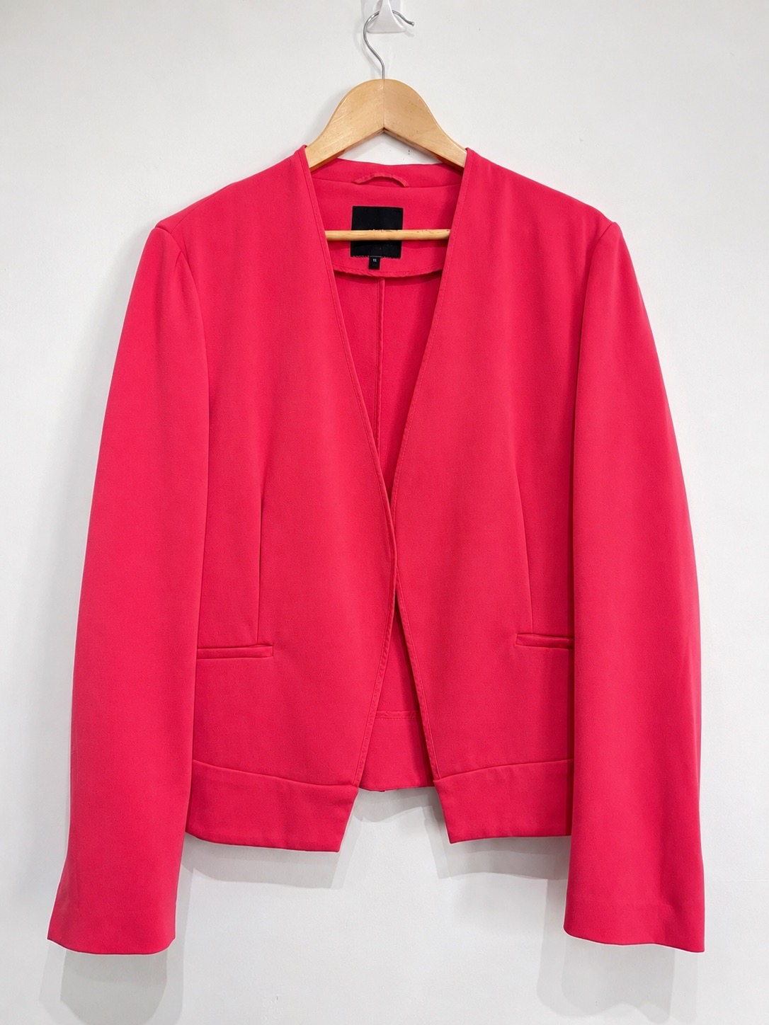 Next Blazer UK 18 Pink Fuchsia Collarless Stretch Viscose Smart Work Jacket