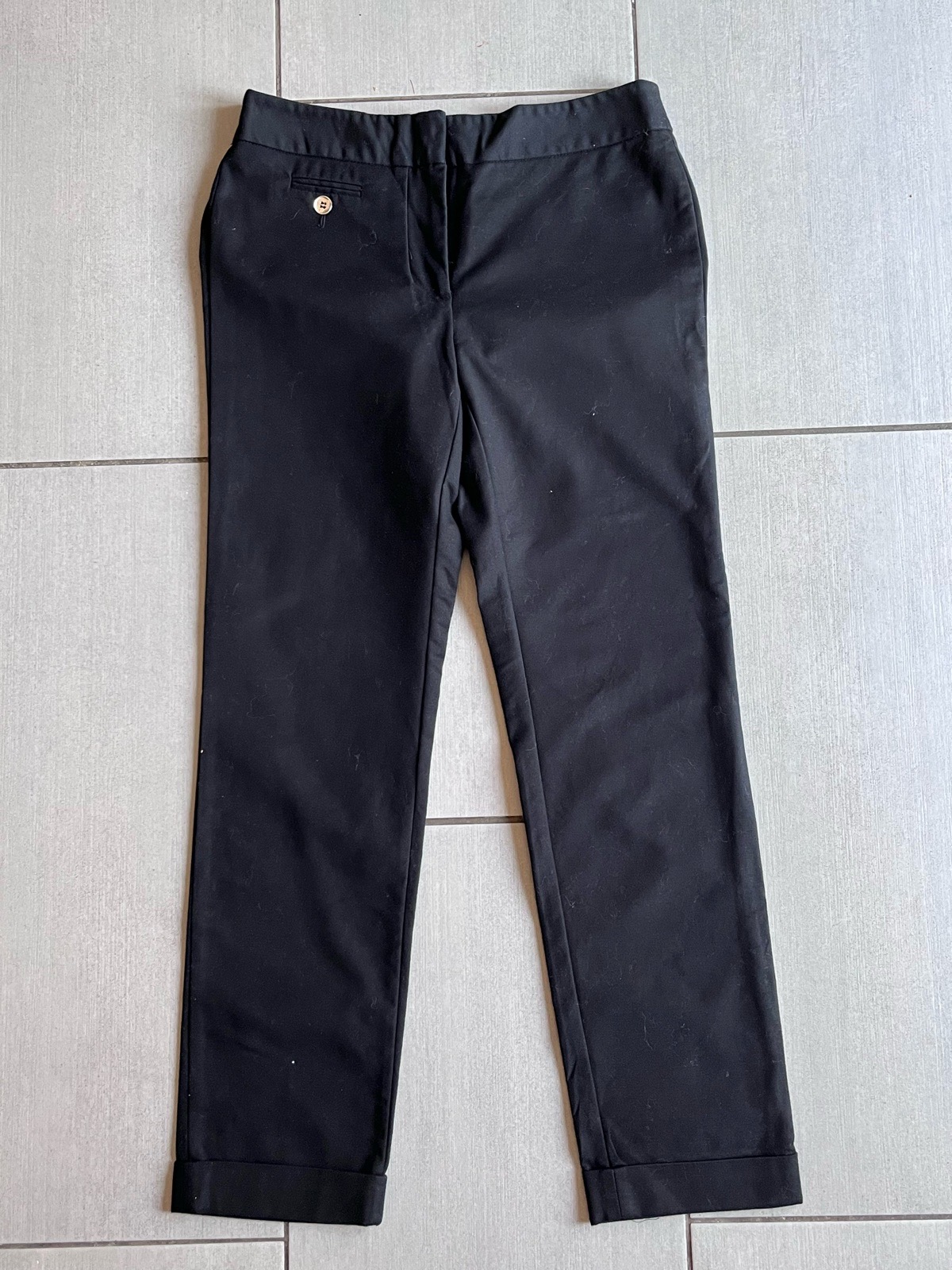 Zara Black Tailored Cropped Trousers UK 8 Slim Straight Ankle Workwear