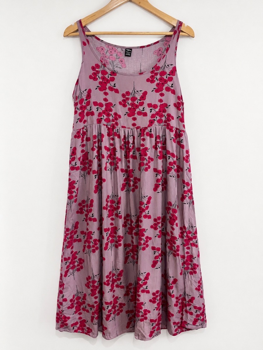 SHEIN Pink Floral Dress Womens Large UK 12 14 Summer Holiday Beach Midi Maxi