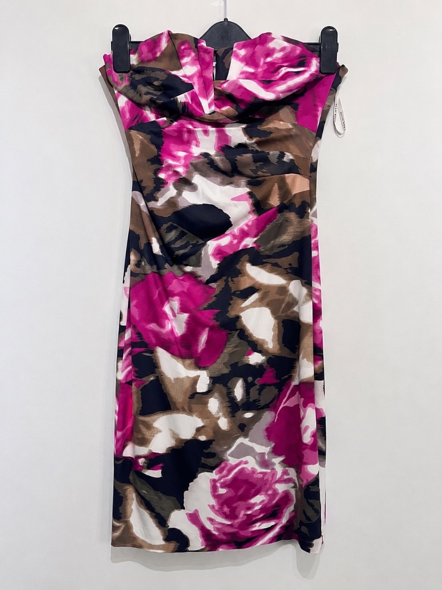 Karen Millen Floral Pencil Dress UK 10 Pink Occasion Wedding Guest