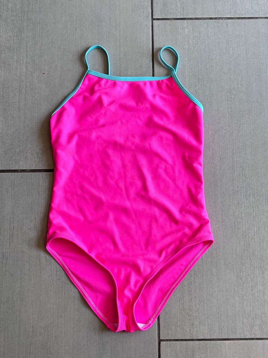 George Girls Swimsuit 6-7 Years Neon Pink One Piece Swimming Costume 122cm