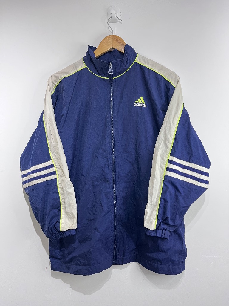 Adidas Windbreaker Jacket Men’s Large Navy White Vintage Retro Track Top