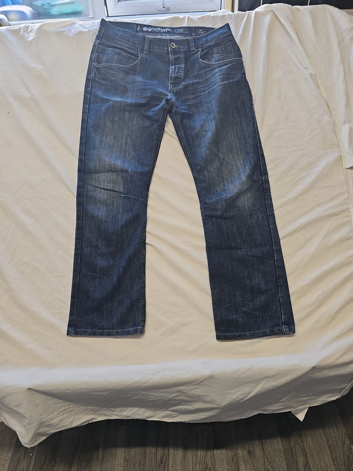 Crosshatch Baltman Men's Straight Leg Dark Wash Denim Jeans 36R