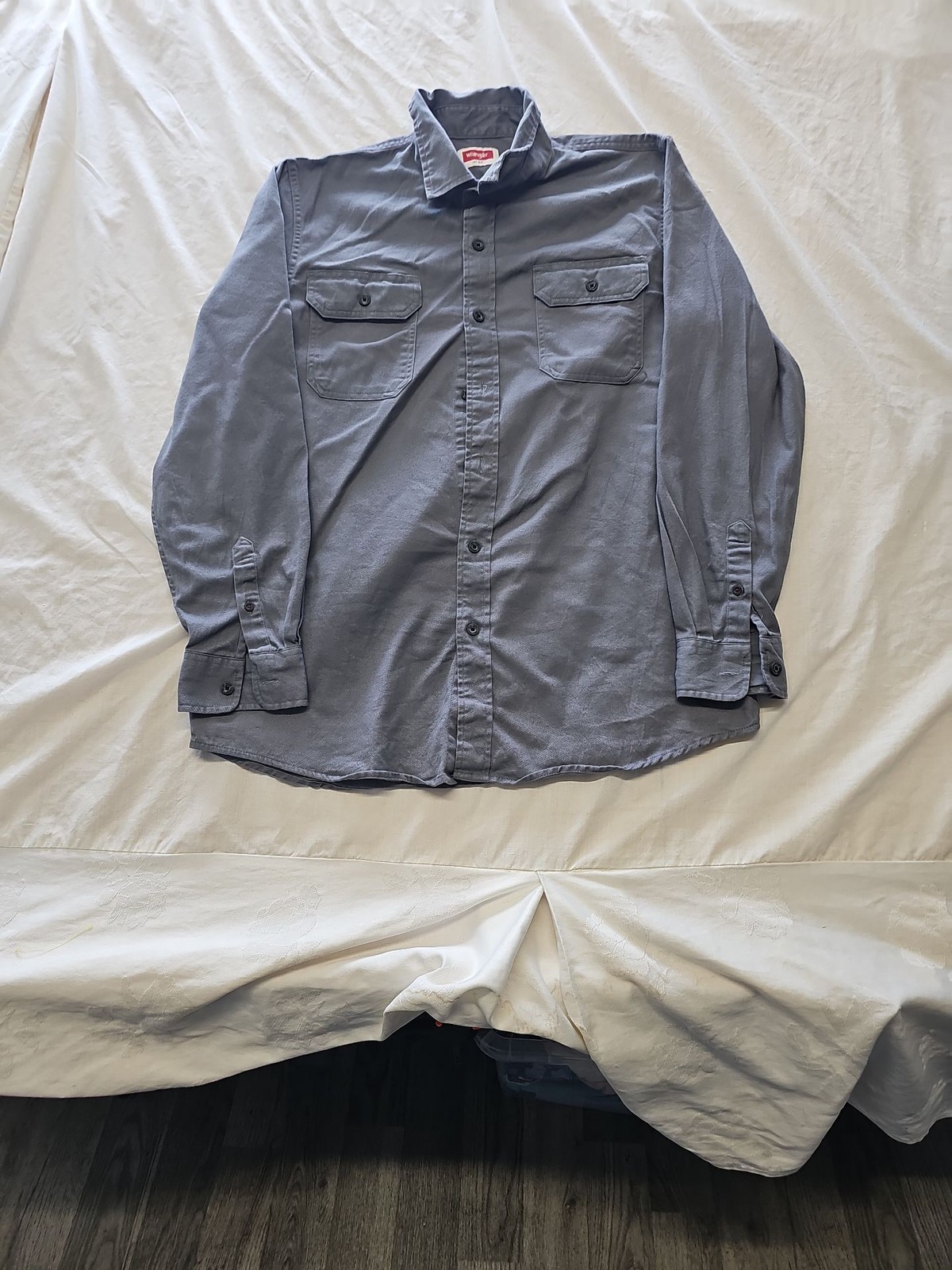 Wrangler Grey Long-Sleeve Twill Work Shirt Large RR1079