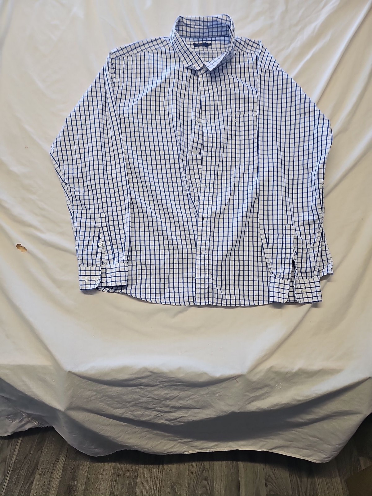 Cotton Traders Blue Check Long Sleeve Shirt - 3XL PP342