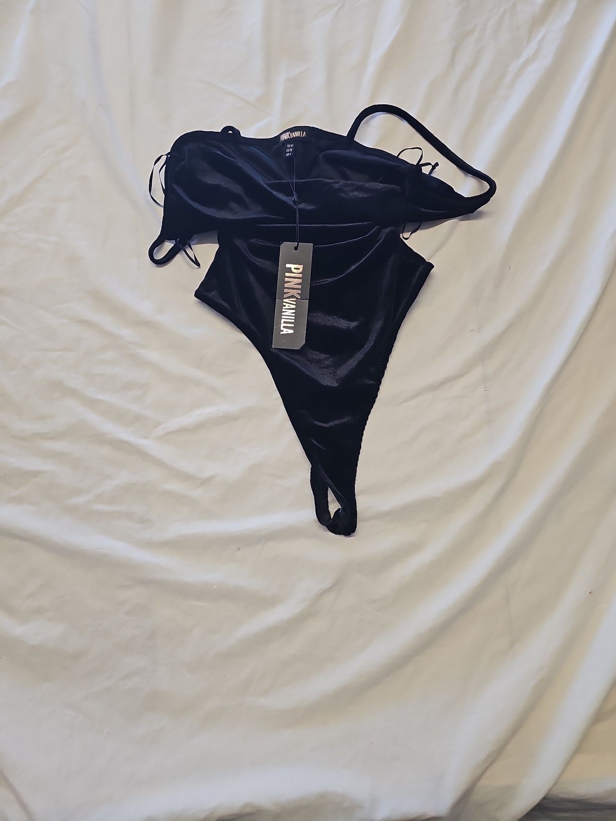 Pink Vanilla Black Velvet High-Leg Bodysuit uk10 PP176