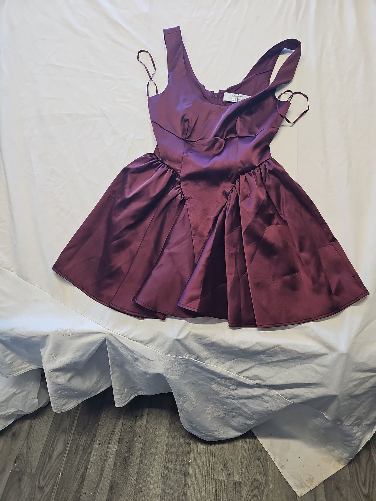 Primark Plum Satin Sleeveless Fit and Flare Mini Dress UK8 II1047
