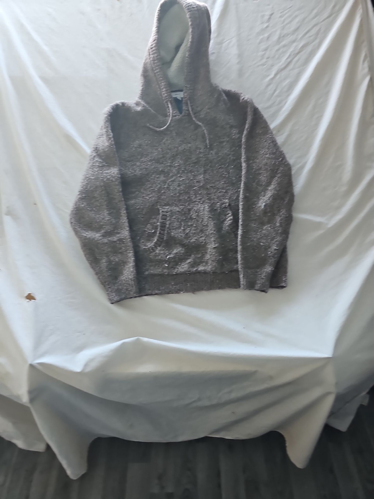 Next Men's Knitted Borg-Lined Hoodie in Mottled Brown 294