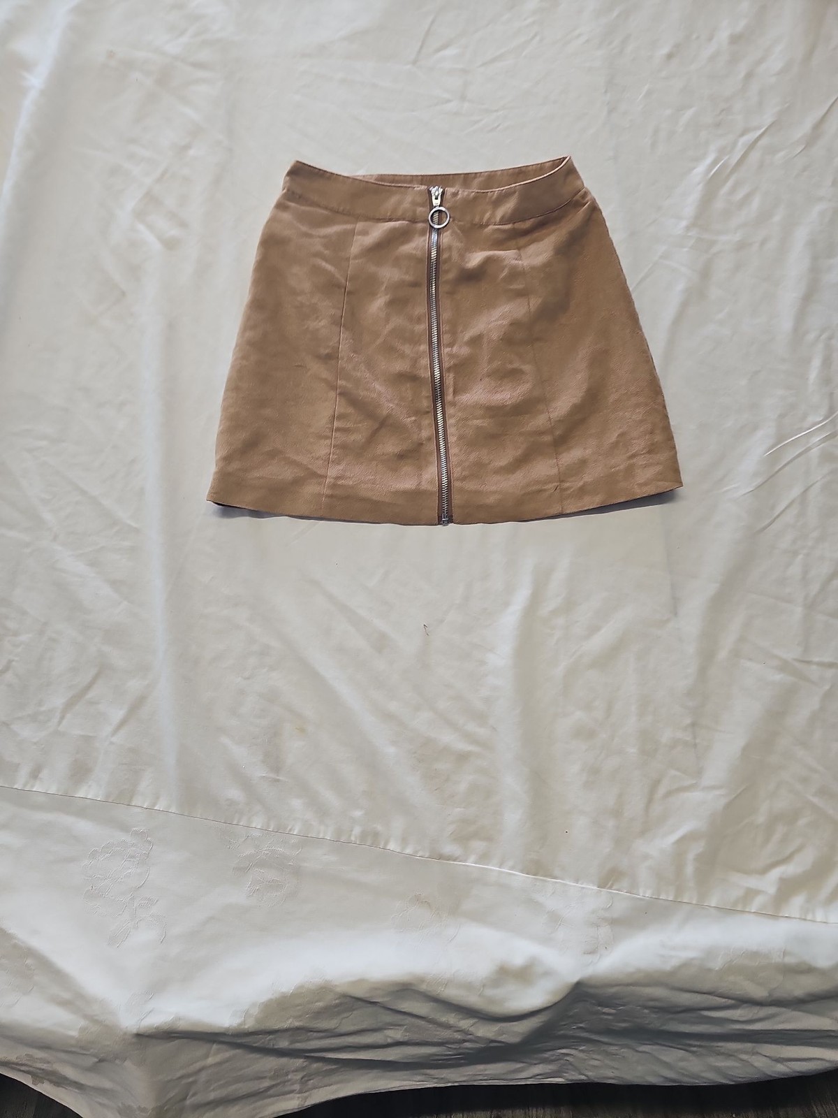 H&M Divided Camel Faux Suede Zip Front Mini Skirt eur32 QQ1058