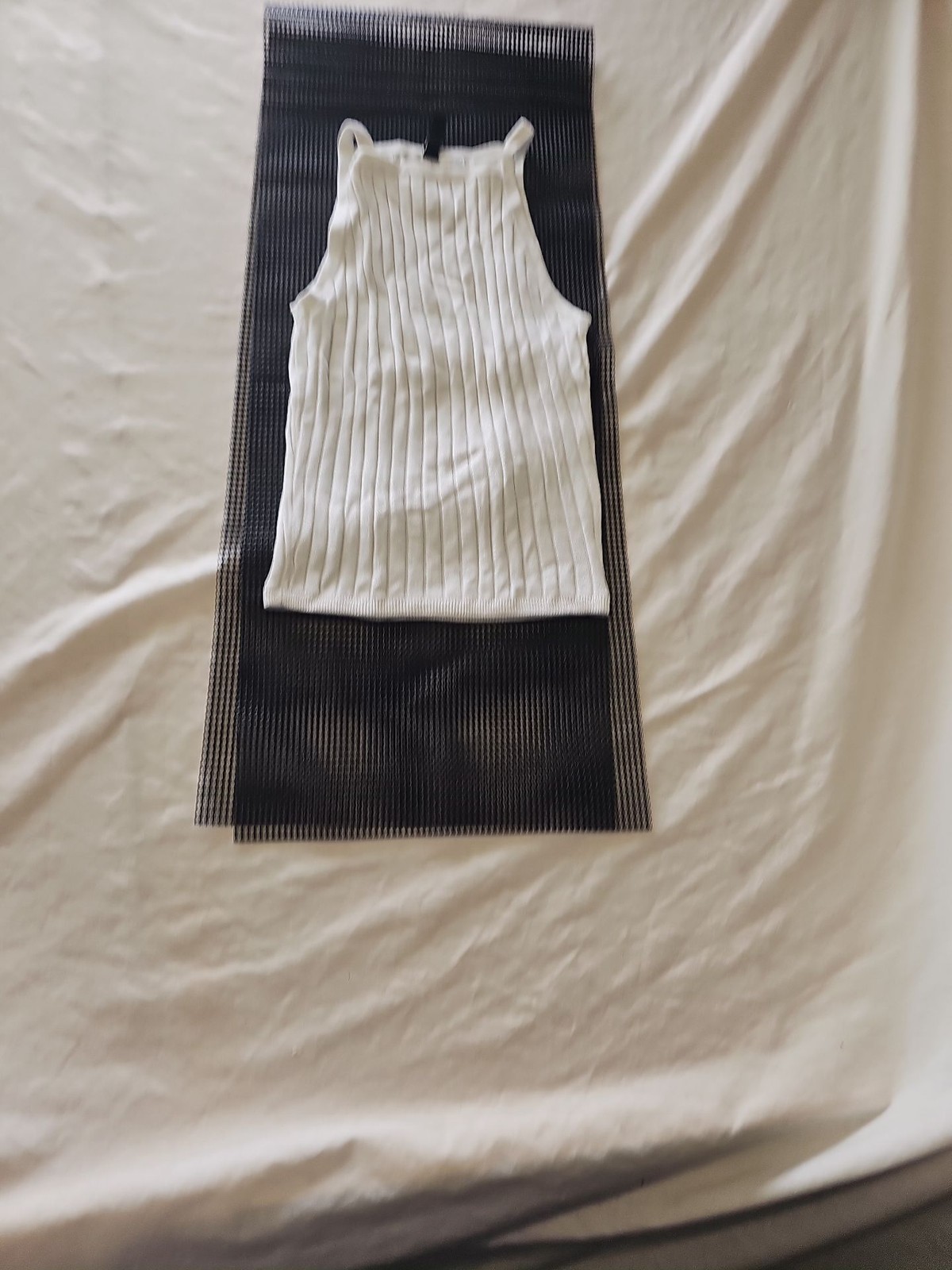H&M Divided White Ribbed High-Neck Vest Top uk xs 390