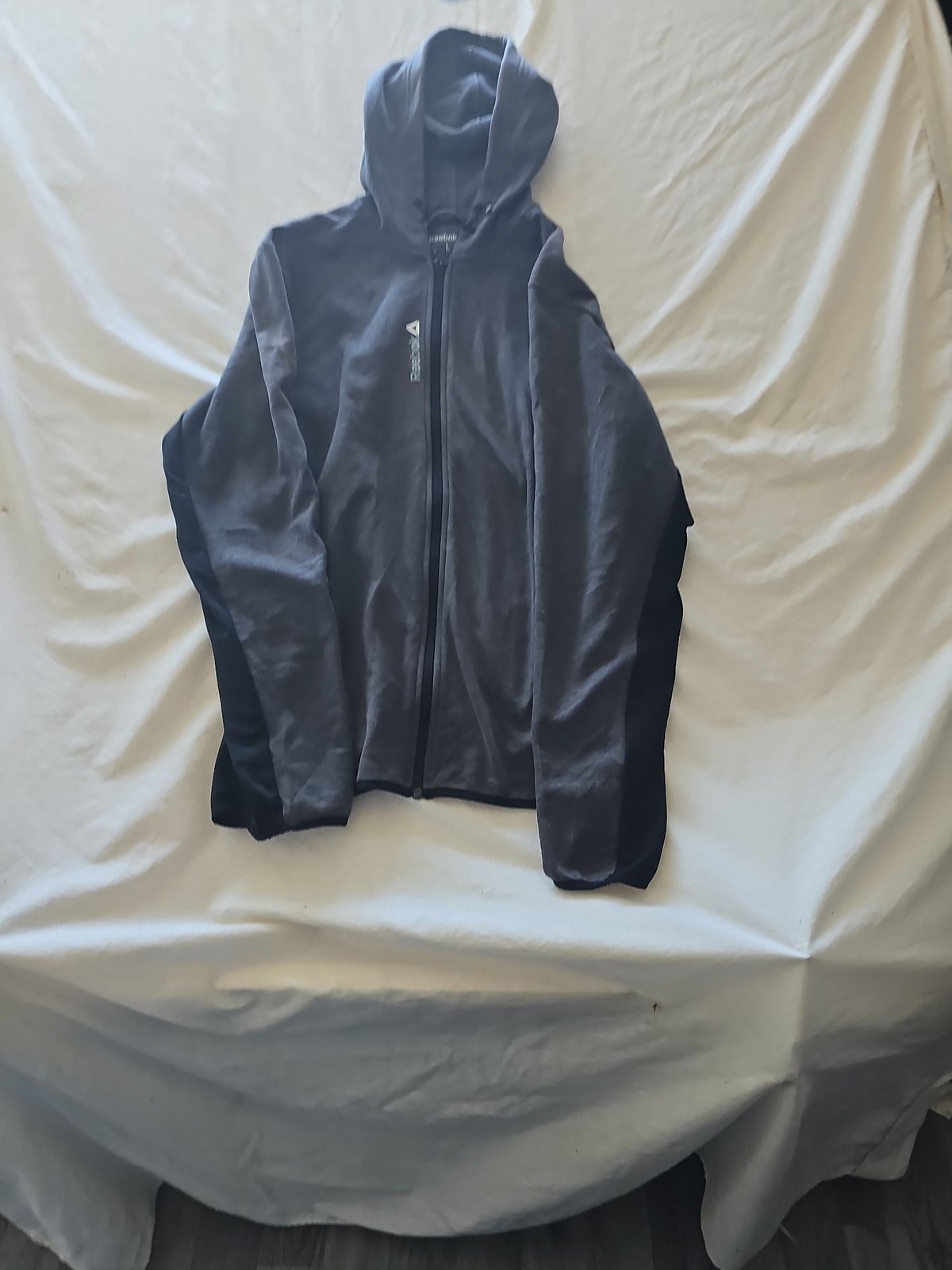 Reebok Men's Full-Zip Performance Hoodie Charcoal Grey Size L 277