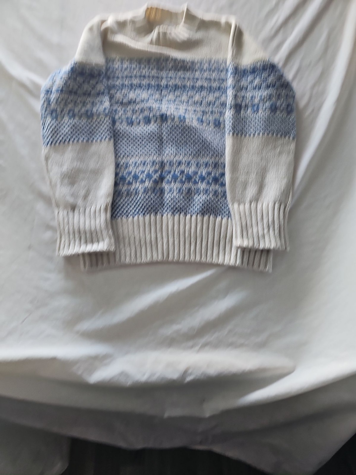 Per Una Cream and Blue Fair Isle Knit Jumper 353