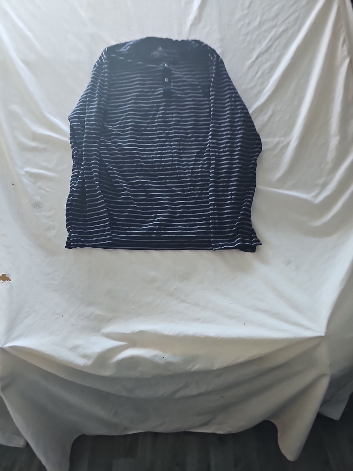 David Archy Men's Navy and White Striped Long Sleeve Henley Shirt M 293