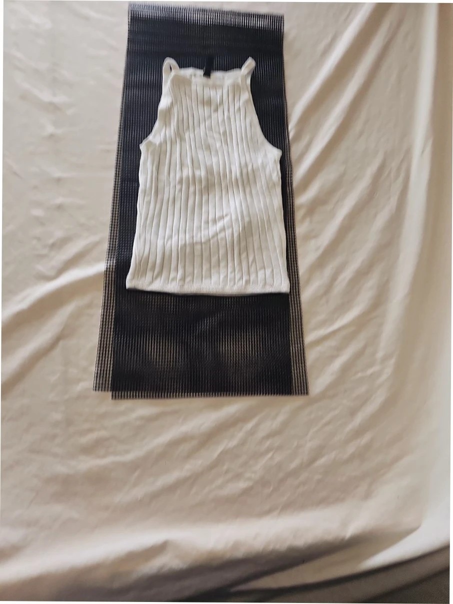 H&M Divided White Ribbed High-Neck Vest Top uk xs 390