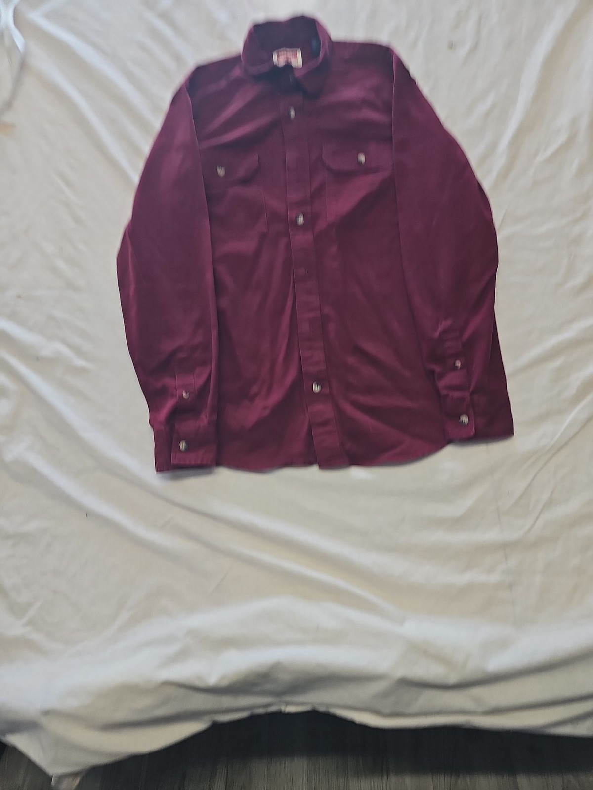 Wrangler Men's Burgundy Twill Work Shirt Small RR1073