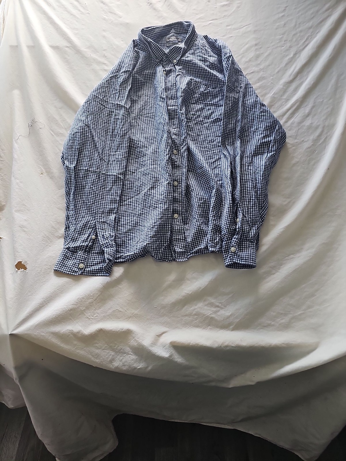 Tu Man Navy Blue Gingham Regular Fit Long Sleeve Shirt XXL 352