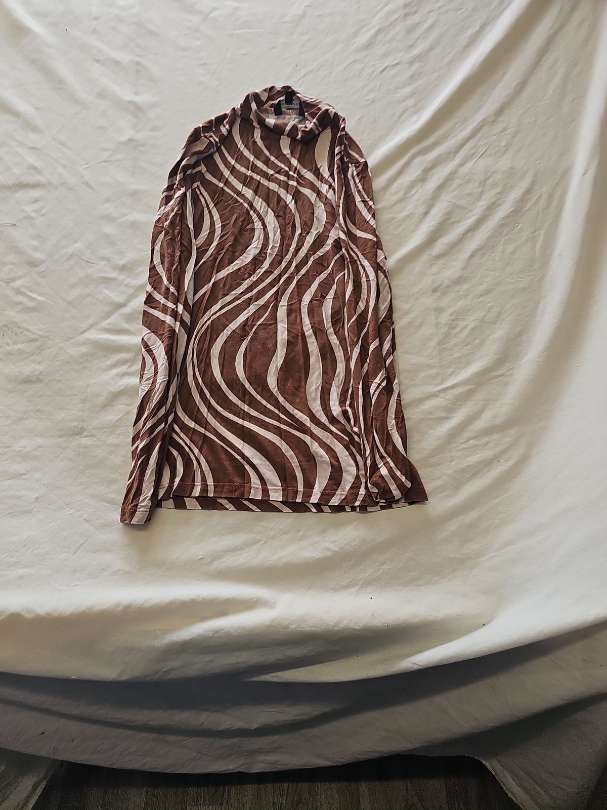 Peacocks Brown & Cream Marble Print Turtleneck Top 379
