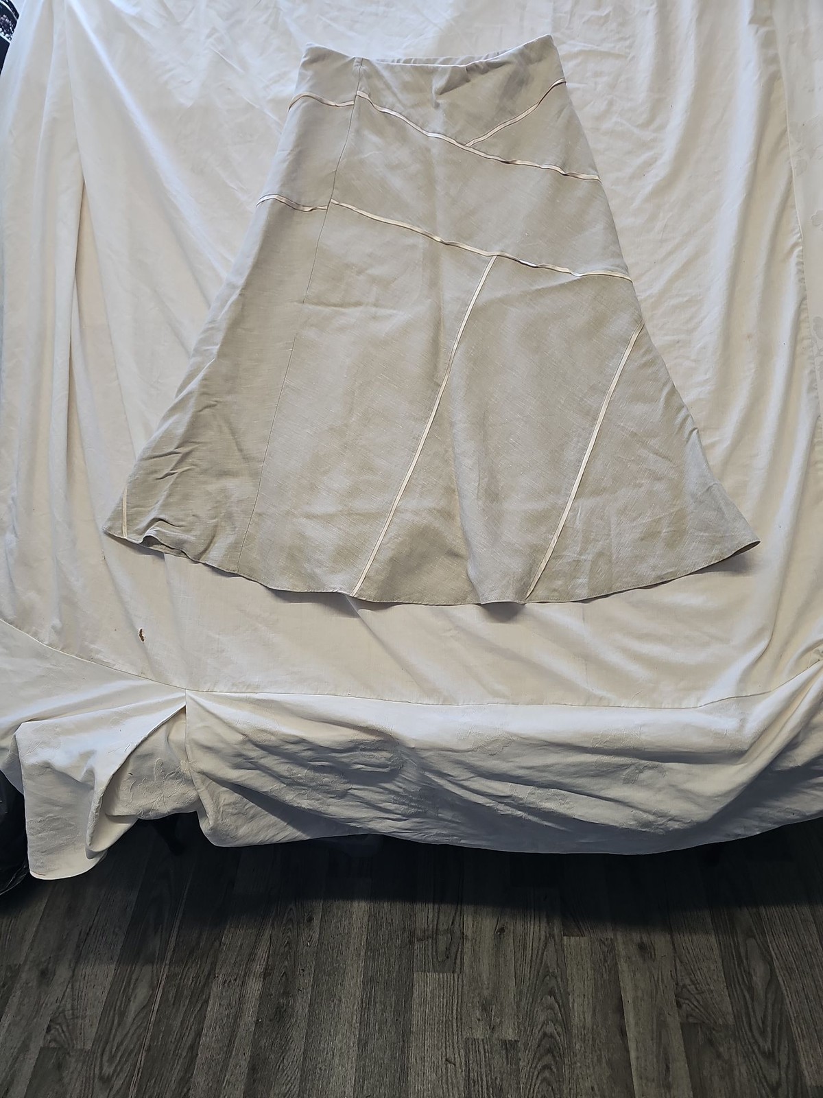 Marks & Spencer Autograph Oatmeal Linen Blend Midi Skirt uk14 OO187