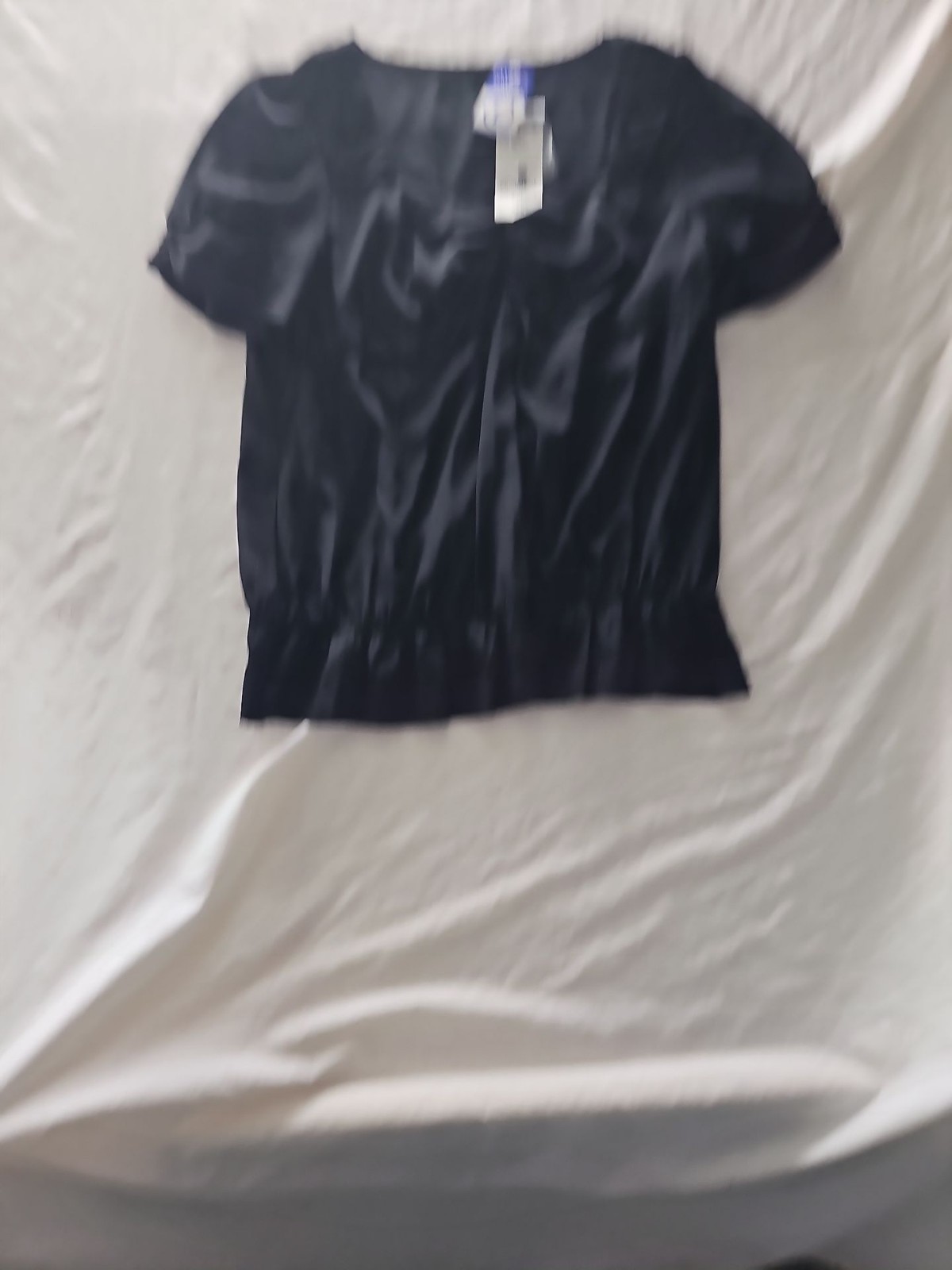 Next Black Satin Ruched Short Sleeve Blouse New With Tags 231