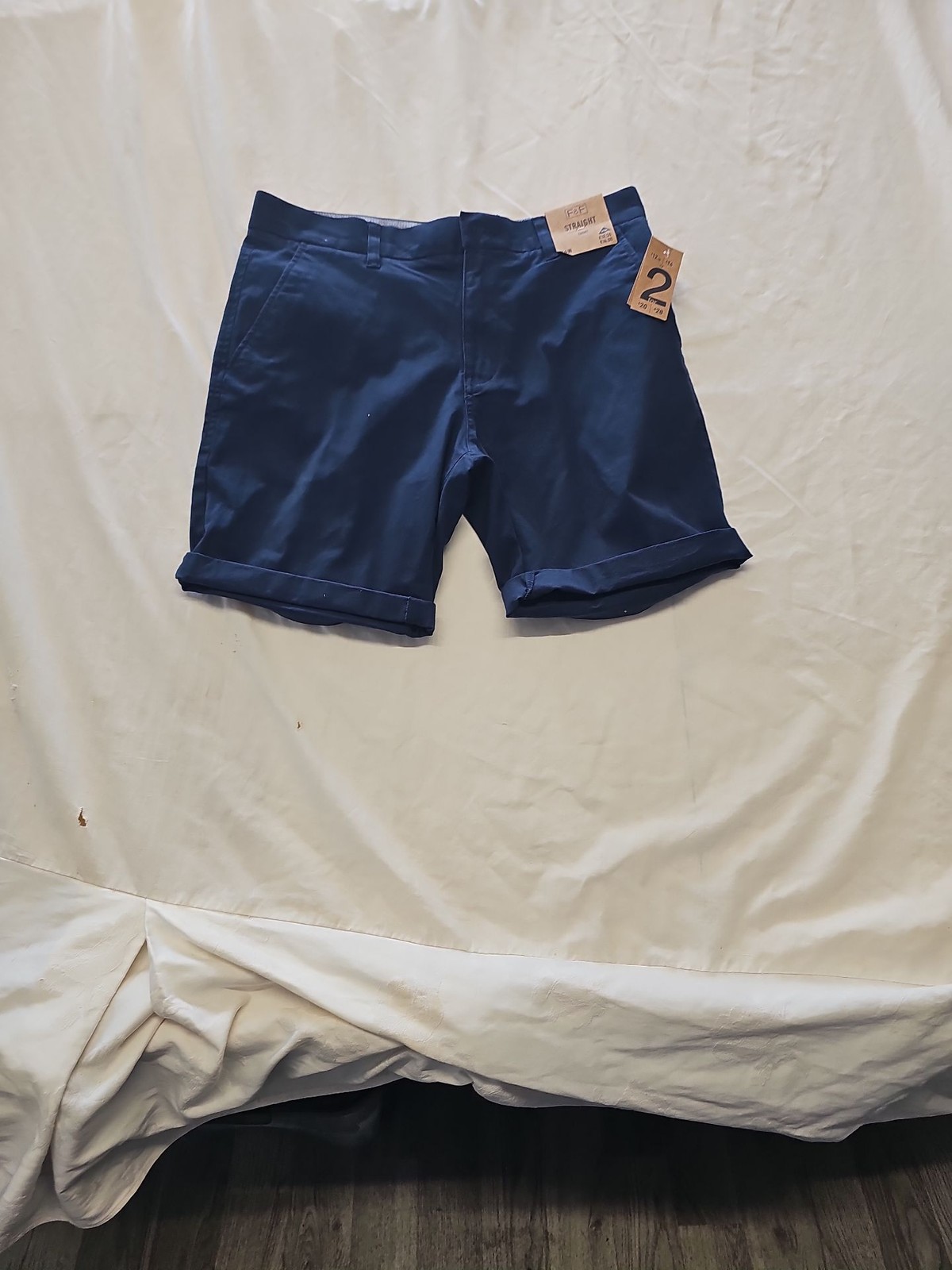 New F&F Men's Navy Blue Straight Fit Chino Shorts Size 34W OO1038