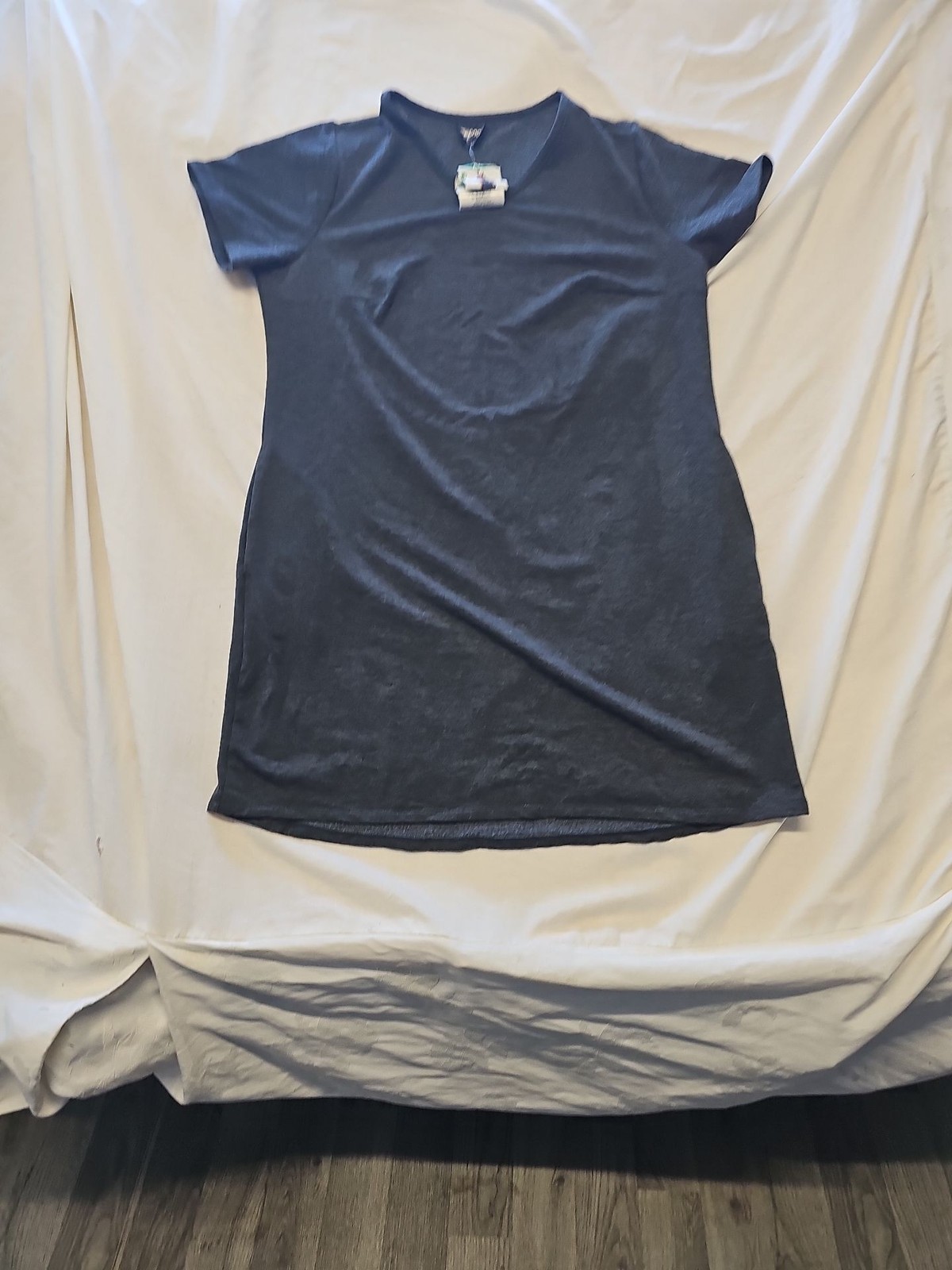 32 Degrees Cool Charcoal Grey Short Sleeve V-Neck Dress xl OO1028