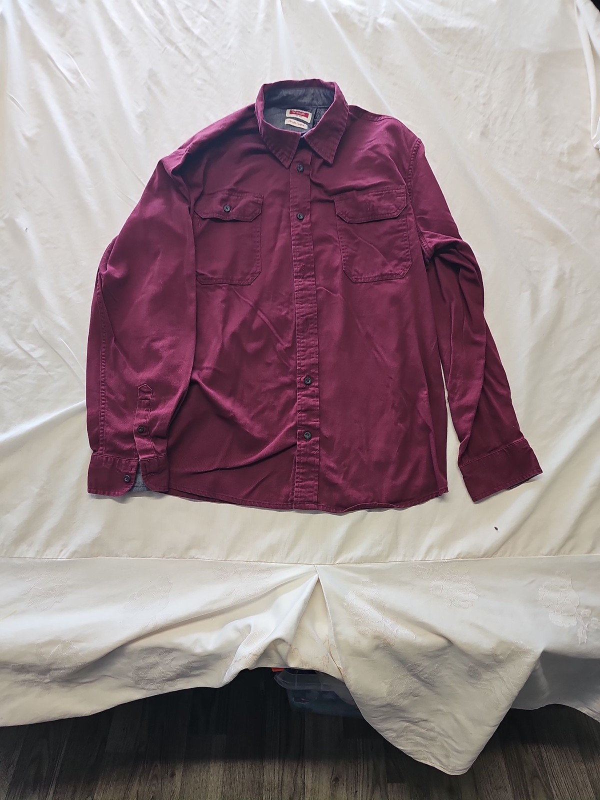Wrangler Men's Flex for Comfort Twill Long Sleeve Shirt in Burgundy Large SS1080