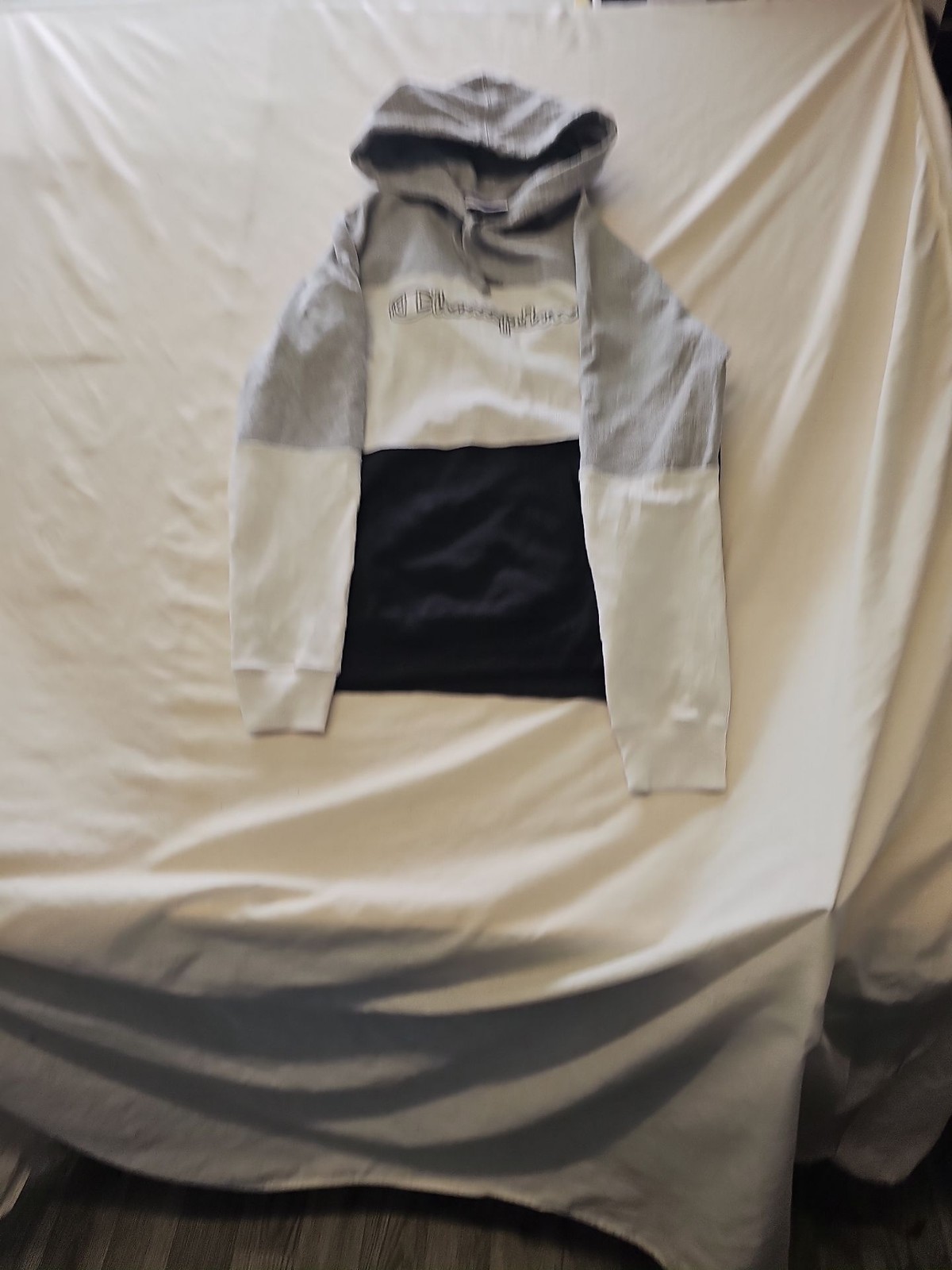 Champion Colorblock Hoodie - Grey, White, Black - Size M 398