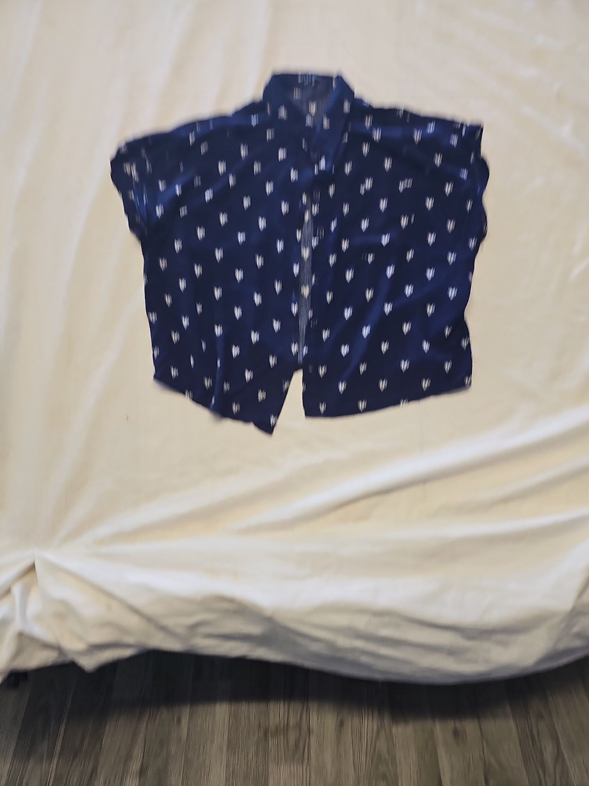 New Look Navy Blue Heart Print Short Sleeve Shirt UK 10 HH140