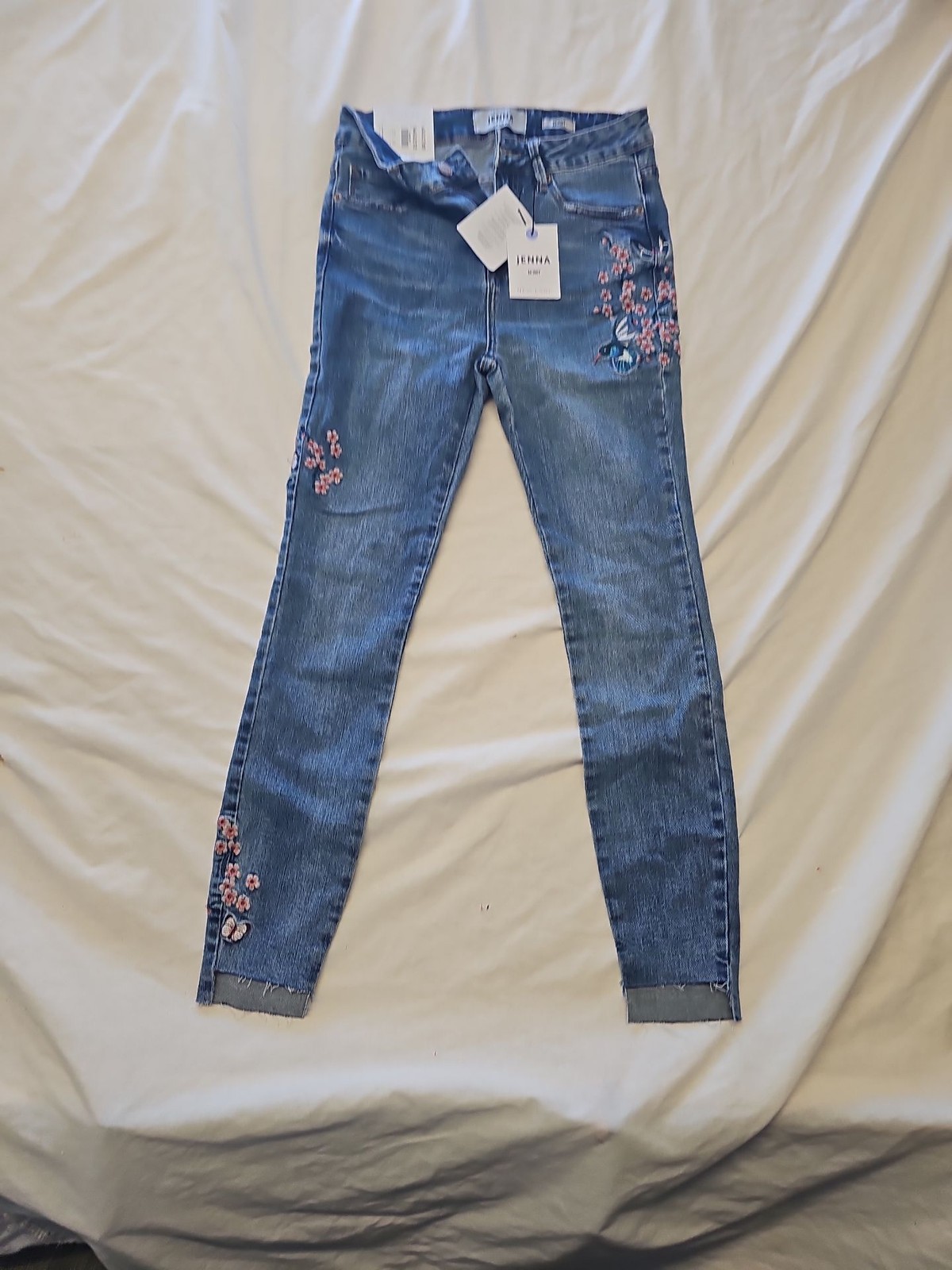 New Look Jenna Skinny Jeans with Oriental Bird and Floral Embroidery uk10 PP247