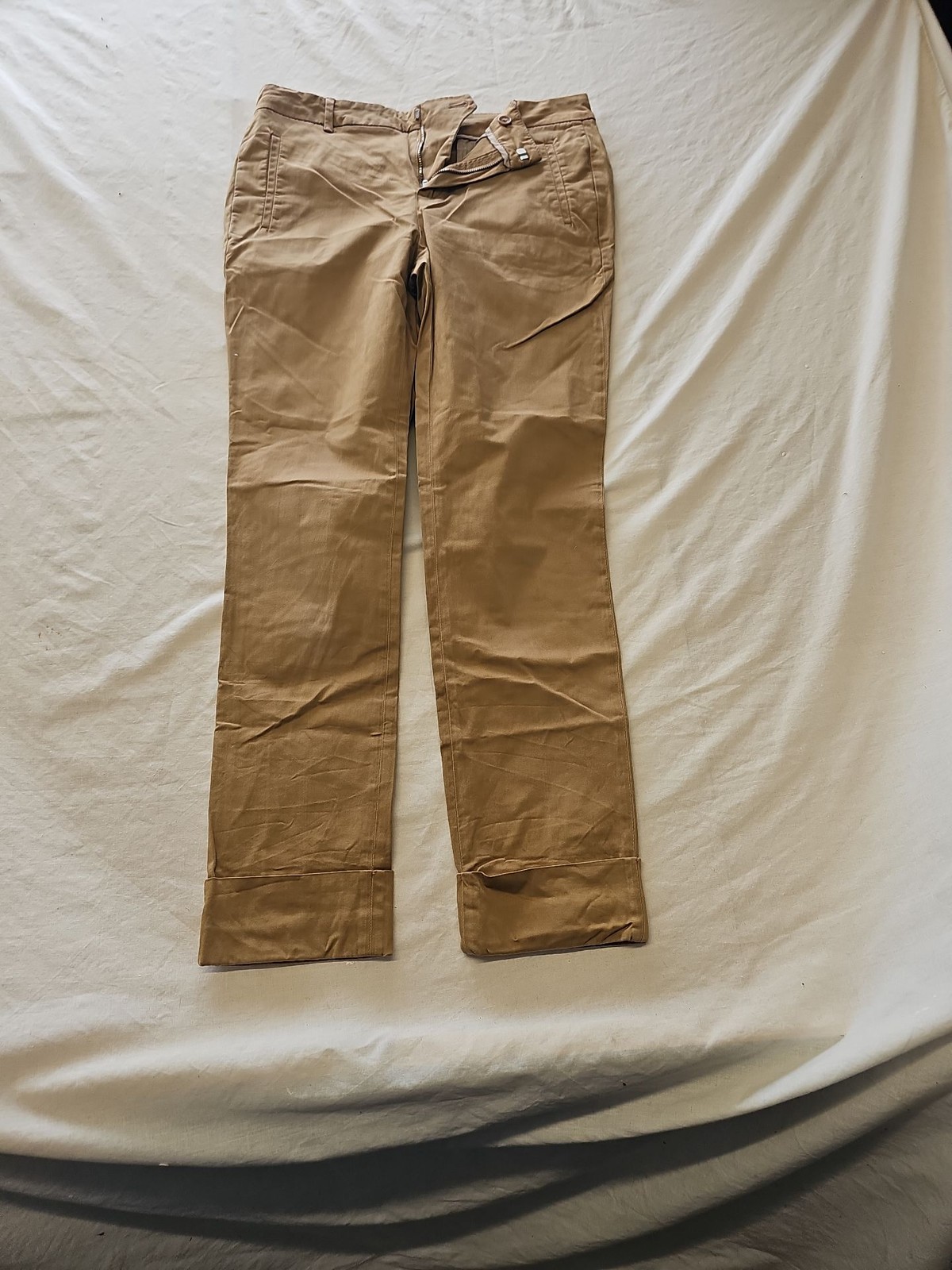 Massimo Dutti Tan Chino Trousers with Turn-Up Hem 393