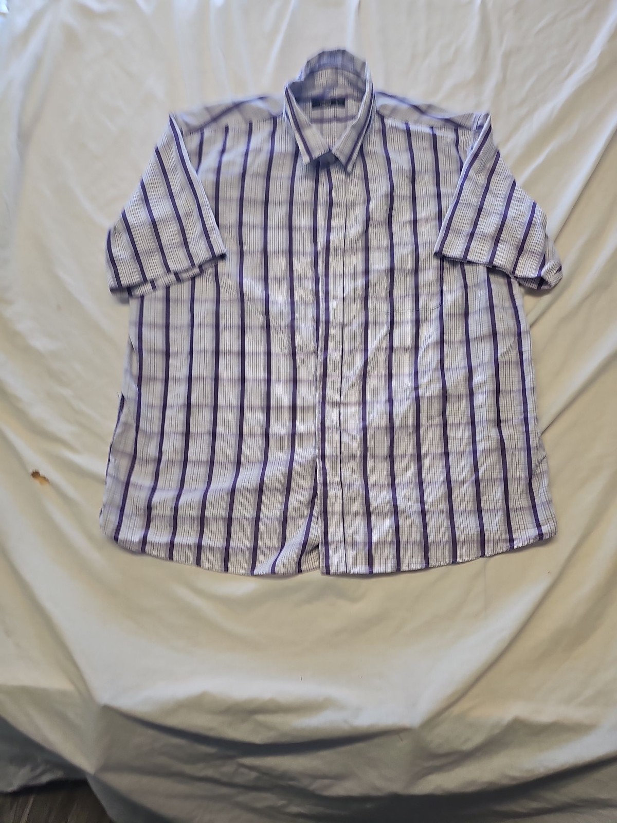 Cotton Traders Mens 2XL Purple Striped Short Sleeve Shirt PP334