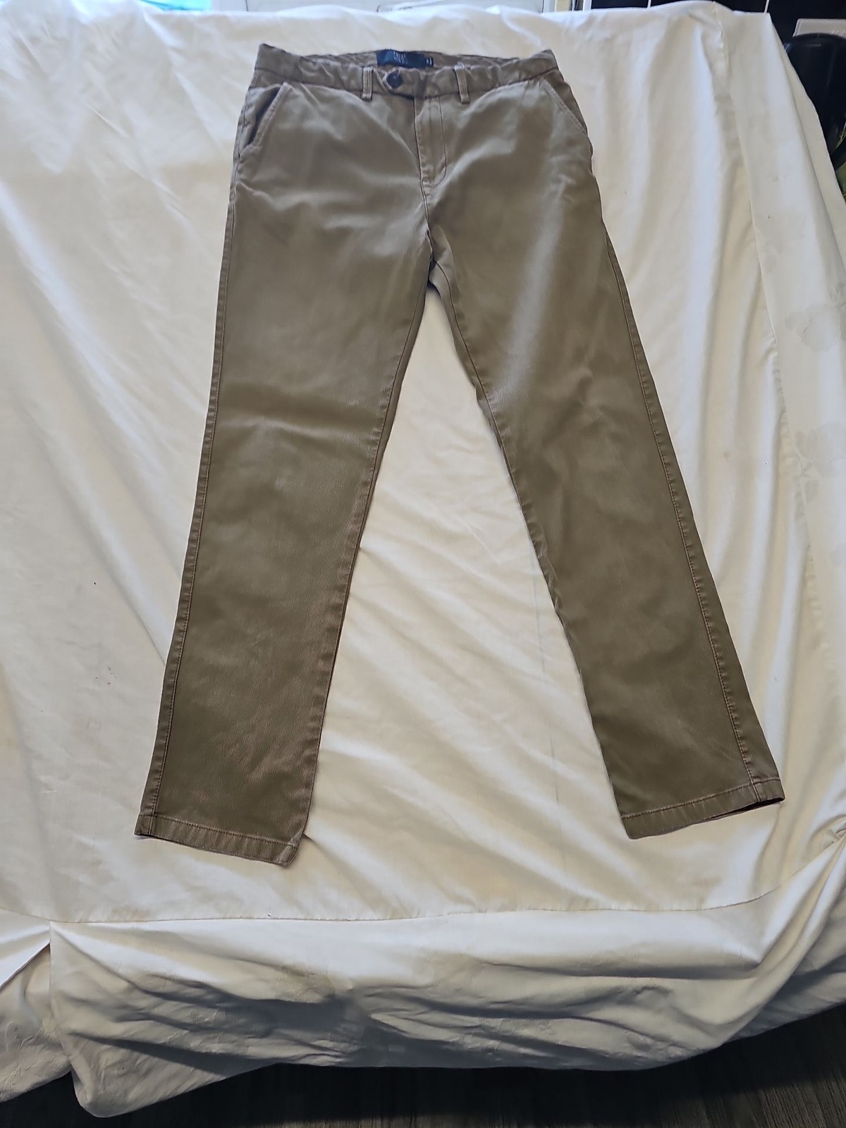 Next Men's Slim Fit Khaki Corduroy Trousers Size 32R OO179
