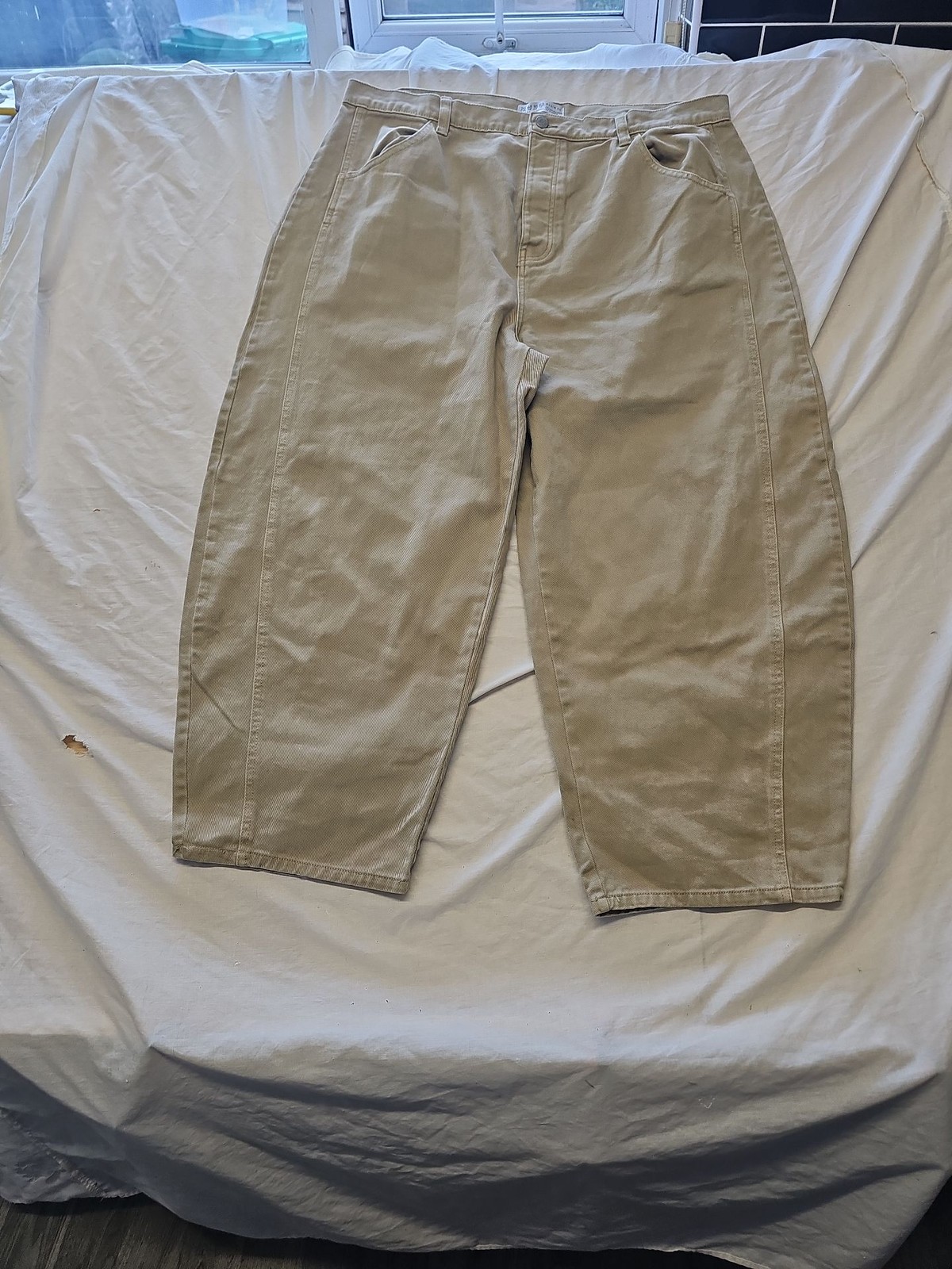 Primark Denim Co. Wide-Leg Sand Chino Trousers uk20 PP1052