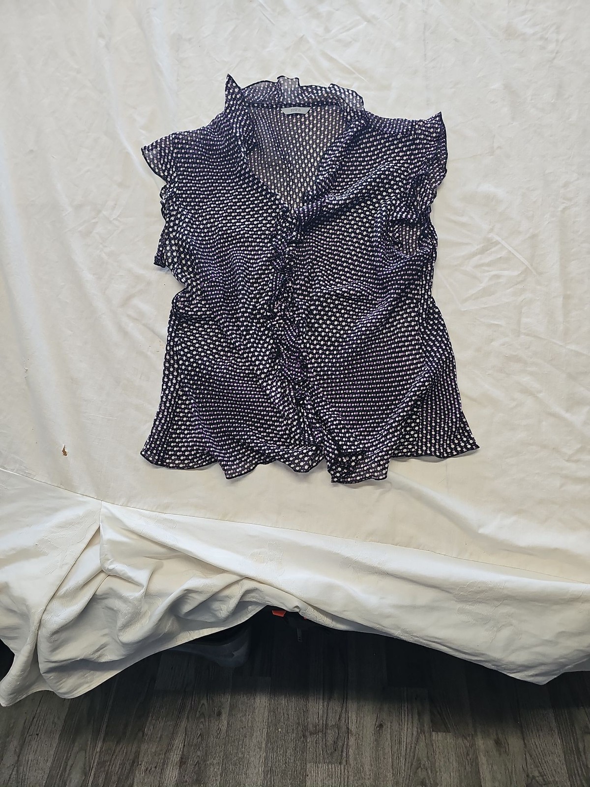 Marks & Spencer Purple Polka Dot Ruffle Sleeveless Blouse 001034