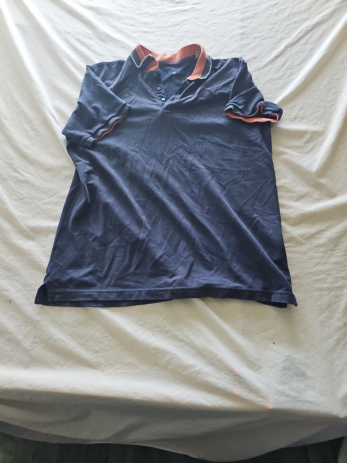 Adidas Navy Blue & Orange Pique Cotton Polo Shirt 328