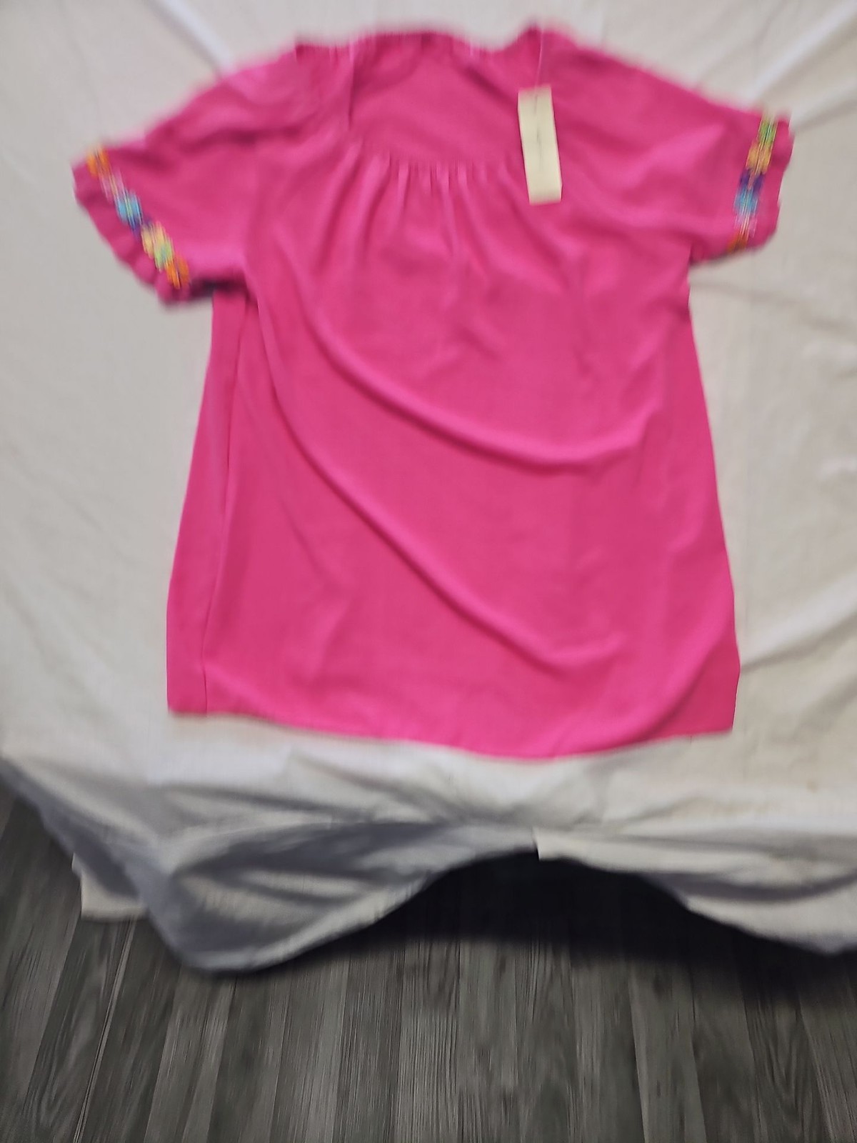 New Made in Italy Vibrant Pink Embroidered Sleeve Boho Blouse size 18/20 HH206