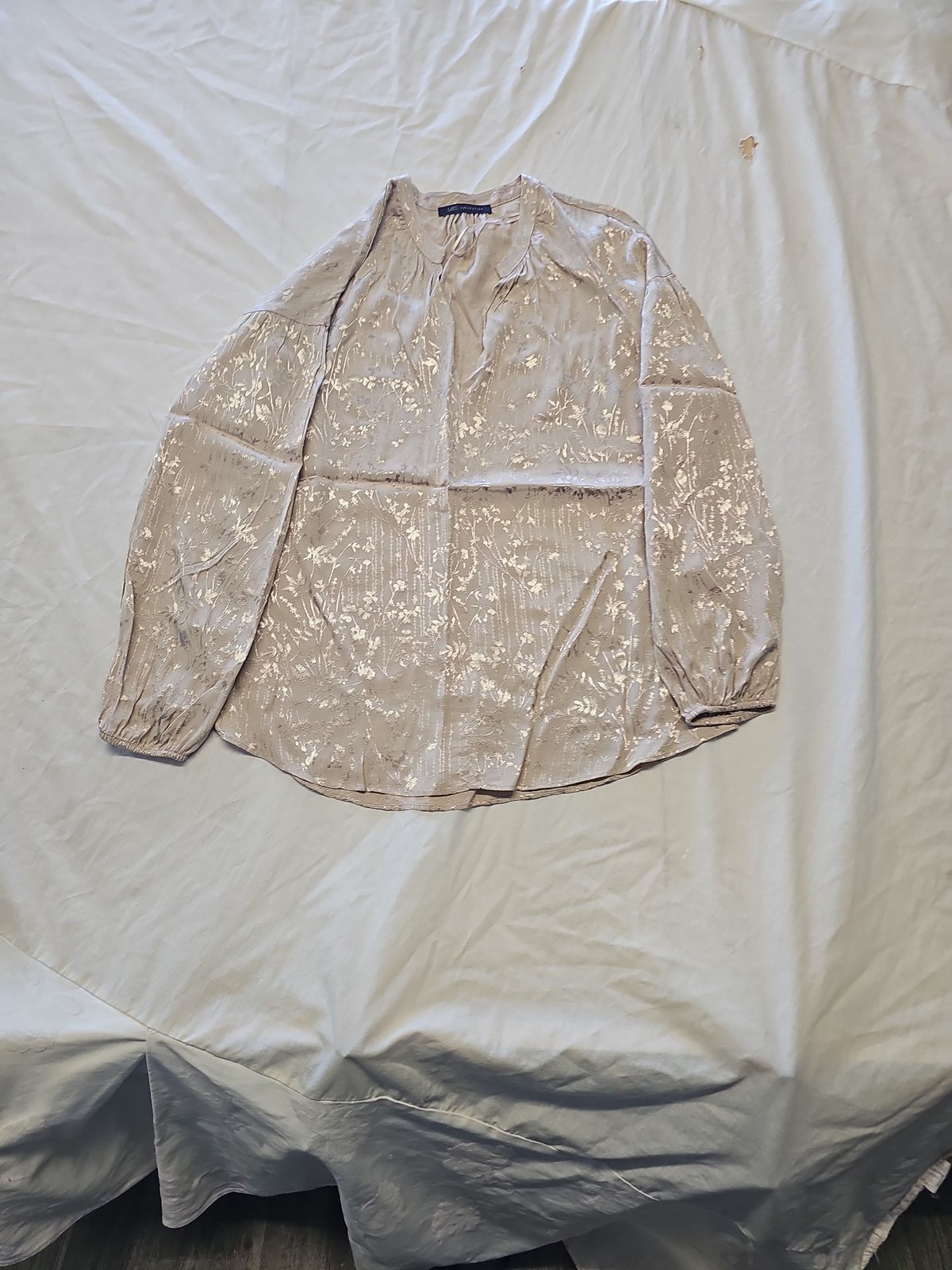 M&S Collection Champagne Jacquard Floral Blouse UK18 II1045